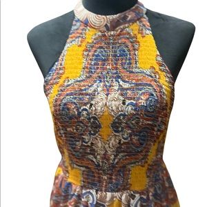 Gold and Blue Bohemian Sleeveless Dress